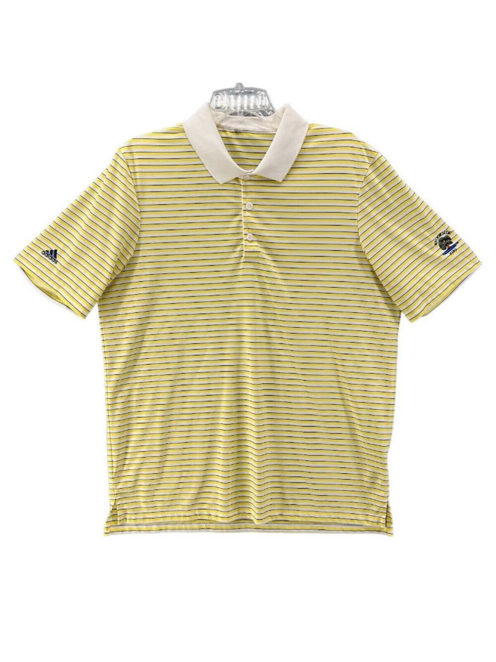 Adidas Mens Golf Polo Size XL Yellow Stripe Brookside Country Club Tournament